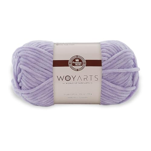 Woyarts Samtgarn - Super sperriges Chenille-Garn zum Häkeln & Stricken, 100 g (120 m) - Butterweich, langlebig, kein Schwitzen, perfekt für Babydecke, Amigurumi, DIY Handwerk (A-Light Lilac, 1 Knäuel) von WOYARTS