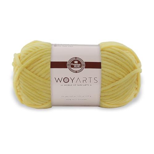 Woyarts Samtgarn - Super sperriges Chenille-Garn zum Häkeln & Stricken, 100 g (120 m) - Butterweich, langlebig, kein Schwitzen, perfekt für Babydecke, Amigurumi, DIY Handwerk (B-Gelb, 1 Knäuel) von WOYARTS