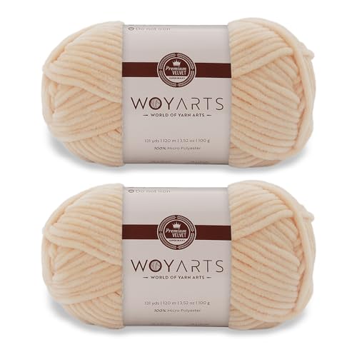 Woyarts Samtgarn – Super sperriges Chenille-Garn zum Häkeln und Stricken, 2er-Pack (2 x 100 g/2 x 130 Yds), butterweich, langlebig, fusselfrei, perfekt für Babydecke, Amigurumi (C-Lachs, 2 Knäuel) von WOYARTS