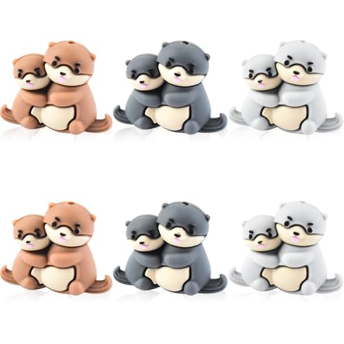 WOZADU 3D-Otter-Silikon-Fokal-Perlen für Stifte, Tier-Fokal-Perlen für Schlüsselanhänger, Armbänder, Halsketten, handgefertigtes Bastelzubehör, 6 Stück WOZADU 3D-Otter-Silikon-Fokal-Perlen für Stifte, Tier-Fokal-Perlen für Schlüsselanhänger, Armbänder, Halsketten, handgefertigtes Bastelzubehör, 6 Stück von WOZADU