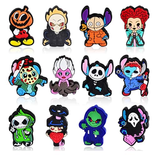 WOZADU Silikonperlen für Stifte, Halloween-Charaktere, Silikonperlen für Schlüsselanhänger, Perlen, Großpackung für Schmuckherstellung, Armband, Halskette, Handarbeit, 12 Stück von WOZADU