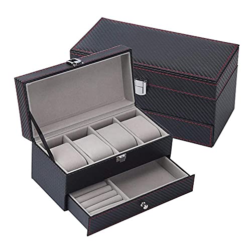 WOZUIMEI Armbanduhr Box Schmuckschatulle Veranstalter Uhr Organizer Schmuck Vitrine mit Schmuck Schublade Sammler MetallschnalleSchwarz WOZUIMEI Armbanduhr Box Schmuckschatulle Veranstalter Uhr Organizer Schmuck Vitrine mit Schmuck Schublade Sammler MetallschnalleSchwarz von WOZUIMEI
