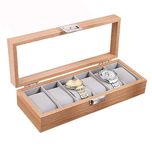 WOZUIMEI Schmuckschatulle Uhrenbox Organizer Armbanduhrschachtel 10 Slot Glass Top Aufbewahrungsbox mit Kissen mit Wildlederfutter Uhr Display Schmuckschatulle Schmuckschatulle6 Gitter WOZUIMEI Schmuckschatulle Uhrenbox Organizer Armbanduhrschachtel 10 Slot Glass Top Aufbewahrungsbox mit Kissen mit Wildlederfutter Uhr Display Schmuckschatulle Schmuckschatulle6 Gitter von WOZUIMEI