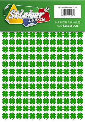 192 vierblättrige Kleeblätter, 15 mm, aus PVC Folie, selbstklebend, wetterfest, Glücksbringer Sticker Aufkleber 192 vierblättrige Kleeblätter, 15 mm, aus PVC Folie, selbstklebend, wetterfest, Glücksbringer Sticker Aufkleber von WP Sticker