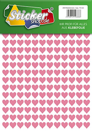 204 Klebeherzen, 15 mm, rosa, aus PVC Folie, wetterfest, Herz Sticker Aufkleber 204 Klebeherzen, 15 mm, rosa, aus PVC Folie, wetterfest, Herz Sticker Aufkleber von WP Sticker