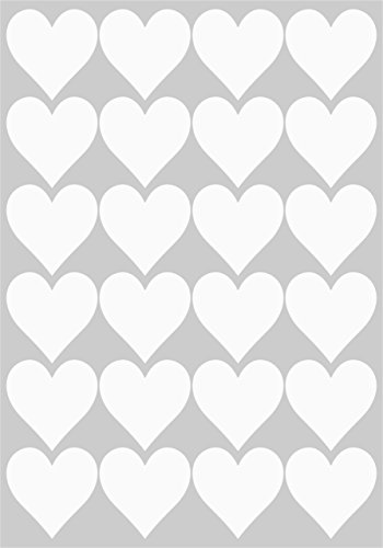 24 Klebeherzen, 50 mm, weiß, aus PVC Folie, wetterfest, Herz Sticker Aufkleber von WP Sticker