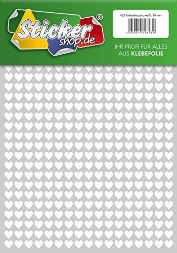 425 Klebeherzen, 10 mm, weiß, aus PVC Folie, wetterfest, Herz Sticker Aufkleber 425 Klebeherzen, 10 mm, weiß, aus PVC Folie, wetterfest, Herz Sticker Aufkleber von WP Sticker