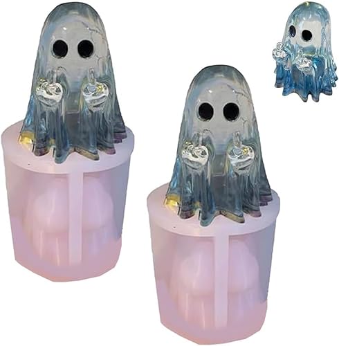 Handgemachtes Mittelfinger-Geist-Ornament, Süße Halloween-Dekorformen, DIY-Bastelharz-Gießformen, Wohndekorationsgeschenke, For Halloween-Dekor Und Ornamente(2pcs) von WPDUIODF