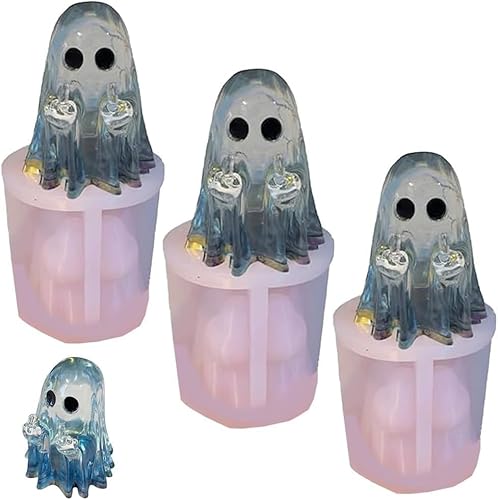 Handgemachtes Mittelfinger-Geist-Ornament, Süße Halloween-Dekorformen, DIY-Bastelharz-Gießformen, Wohndekorationsgeschenke, For Halloween-Dekor Und Ornamente(3pcs) von WPDUIODF