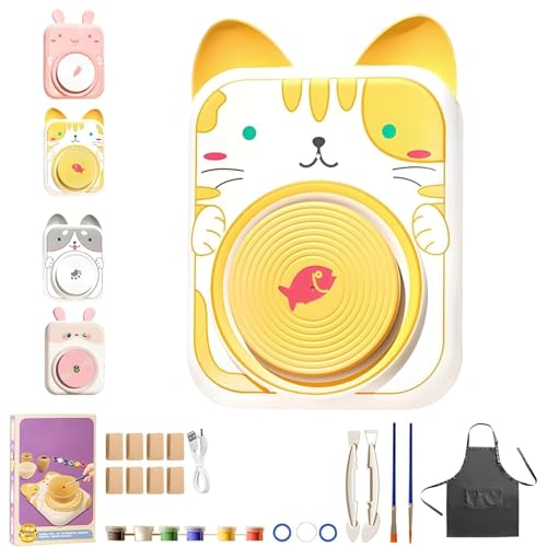 Niedliches Töpferscheiben-Set Mit Tiermotiven For Kinder, DIY-Mini-Töpferstudio Und Komplettes Malset, Kunstwerkzeuge For Formen, Modellieren Und Bemalen Von Keramikzubehör(8*Clay D) von WPDUIODF