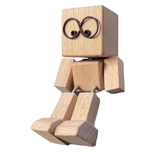 WPDUIODF Charmante kleine Holzfigur, die schwankt, kreatives, bewegungsaktiviertes Auto-Ornament, handgefertigtes, tragbares Armaturenbrett-Dekor for Pendelfahrten und Zuhause(Style C) von WPDUIODF