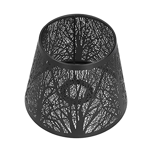 Lampenschirm, Schmiedeeisen Lampenschirm geschnitzt Wald Baum geformtes Muster E27 Kleine Lampenschirme Tischlampe Bodenleuchte Lampenbezug Schlafzimmer Nachttisch Dekor(Schwarz) von WPKD BLUEIY
