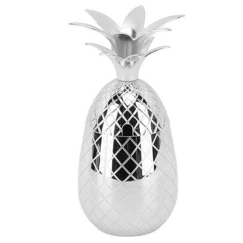 Weintrinkbecher mit Deckel, 500 Ml, Edelstahl, Ananasform, Trinkbecher für Zuhause, Bar, Party, Wasserflaschendekoration (Silber) von WPKD BLUEIY
