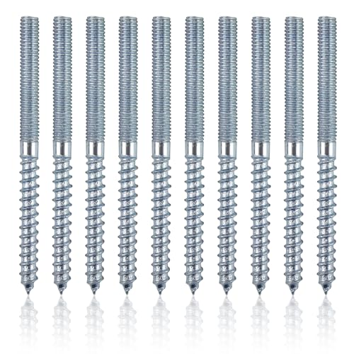 Stockschraube M6, M6x80 mm Stockschrauben Edelstahl Verzinkt, Torx Stockschrauben, TX15 Doppelgewindeschrauben Stockschraube M6 für Holzschrauben, Möbelbeine, Metallbüge(10 Stück M6x80) von WPPQWP
