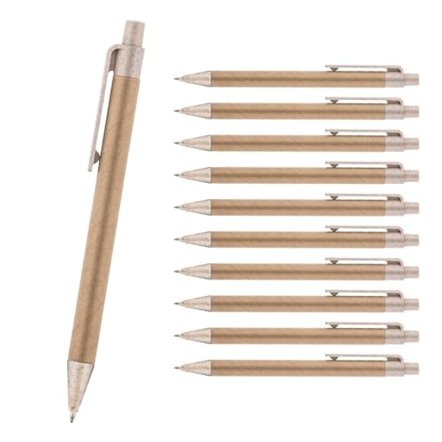 100 Kugelschreiber aus Recycling-Papier und Kunststoff aus Weizenstroh Tom beige einziehbar | farbiger Clip, Druckknopf und Spitze | blauschreibende austauschbare Mine | Büro, Schule | nachhaltig 100 Kugelschreiber aus Recycling-Papier und Kunststoff aus Weizenstroh Tom beige einziehbar | farbiger Clip, Druckknopf und Spitze | blauschreibende austauschbare Mine | Büro, Schule | nachhaltig von WPRO