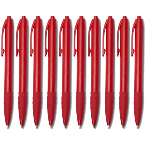 100 x Kugelschreiber in rot – ergonomisch mit rutschfester Griffzone – blau schreibend – Werbekugelschreiber mit Komfortgriff – ideal für Büro, Schule & Werbung 100 x Kugelschreiber in rot – ergonomisch mit rutschfester Griffzone – blau schreibend – Werbekugelschreiber mit Komfortgriff – ideal für Büro, Schule & Werbung von WPRO