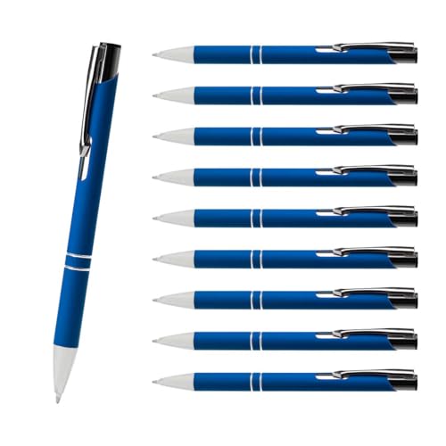 10 Stück Kugelschreiber aus Metall Cami Soft blau – rutschfeste Softtouch-Oberfläche, langlebige schwarze Jumbo-Mine, Premium Werbestift in Farben nach Wahl – ideal als Give-away oder Bürobedarf von WPRO