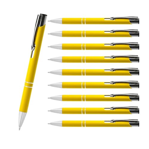 10x Kugelschreiber aus Metall Cami Soft gelb – rutschfeste Softtouch-Oberfläche, langlebige schwarze Jumbo-Mine, Premium Werbestift in Farben nach Wahl – ideal als Give-away oder Bürobedarf von WPRO