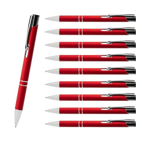 10x Kugelschreiber aus Metall Cami Soft rot – rutschfeste Softtouch-Oberfläche, langlebige schwarze Jumbo-Mine, Premium Werbestift in Farben nach Wahl – ideal als Give-away oder Bürobedarf von WPRO
