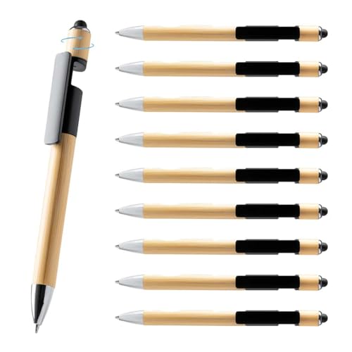 Kugelschreiber 50er Set aus Bambus mit Touchpen HERO, Fidget Stift & Smartphone-Halter – vielseitiger 3in1 Anti-Stress Stift für Büro, Schule und unterwegs Kugelschreiber 50er Set aus Bambus mit Touchpen HERO, Fidget Stift & Smartphone-Halter – vielseitiger 3in1 Anti-Stress Stift für Büro, Schule und unterwegs von WPRO