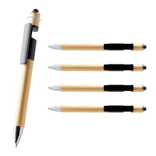 Kugelschreiber 5er Set aus Bambus mit Touchpen HERO, Fidget Stift & Smartphone-Halter – vielseitiger 3in1 Anti-Stress Stift für Büro, Schule und unterwegs Kugelschreiber 5er Set aus Bambus mit Touchpen HERO, Fidget Stift & Smartphone-Halter – vielseitiger 3in1 Anti-Stress Stift für Büro, Schule und unterwegs von WPRO