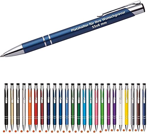 WPRO Kugelschreiber Cosima im 100er-Set, silber – personalisierbar mit Gravur, aus Metall, mit blauschreibender Großraummine - ideal als Werbegeschenk, für Büro, Messen oder Kundenpräsente von WPRO