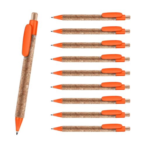 WPRO 10er Set Kugelschreiber aus Kork, Holz und Kunststoff Kai, orange | einziehbar | Clip und Spitze farbig | blauschreibende Mine | Büro, Schule, unterwegs | nachhaltig WPRO 10er Set Kugelschreiber aus Kork, Holz und Kunststoff Kai, orange | einziehbar | Clip und Spitze farbig | blauschreibende Mine | Büro, Schule, unterwegs | nachhaltig von WPRO
