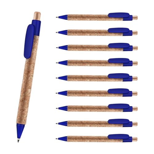 WPRO 10er Set Kugelschreiber aus Kork, Holz und Kunststoff Kai, blau | einziehbar | Clip und Spitze farbig | blauschreibende Mine | Büro, Schule, unterwegs | nachhaltig WPRO 10er Set Kugelschreiber aus Kork, Holz und Kunststoff Kai, blau | einziehbar | Clip und Spitze farbig | blauschreibende Mine | Büro, Schule, unterwegs | nachhaltig von WPRO