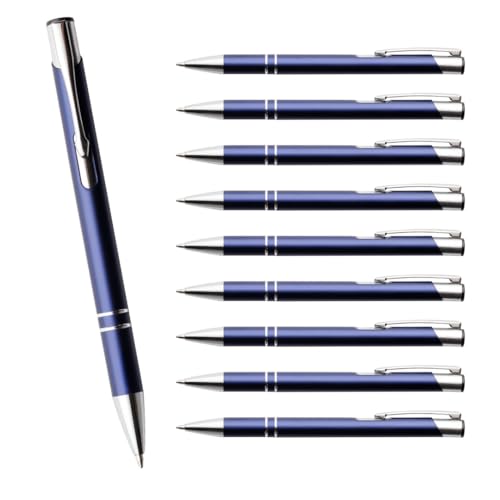WPRO 250 Stück Metall Kugelschreiber Navyblau | Blauschreibende austauschbare Großraummine | Metallclip | Hochwertig | Für Büro und Studium von WPRO