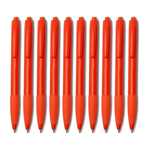 WPRO 50 x Kugelschreiber in orange – ergonomisch mit rutschfester Griffzone – blau schreibend – Werbekugelschreiber mit Komfortgriff – ideal für Büro, Schule & Werbung von WPRO