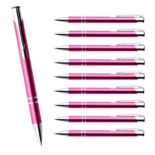 WPRO 500 Stück Metall Kugelschreiber Fuchsia | Blauschreibende austauschbare Großraummine | Metallclip | Hochwertig | Für Büro und Studium von WPRO
