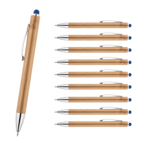 WPRO Bamboo 10er Set Touchpen Kugelschreiber aus Bambus blau – Nachhaltige, blauschreibende Stifte mit austauschbarer Mine und Touch-Funktion für Smartphones WPRO Bamboo 10er Set Touchpen Kugelschreiber aus Bambus blau – Nachhaltige, blauschreibende Stifte mit austauschbarer Mine und Touch-Funktion für Smartphones von WPRO