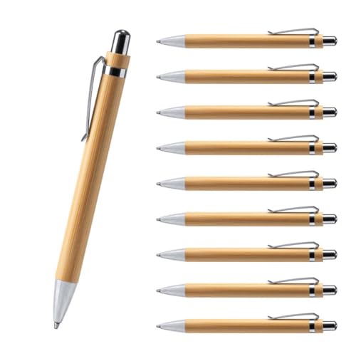 WPRO Bambus Kugelschreiber mit Druckmechanik & austauschbarer Mine 10 Stück Set Lux – Nachhaltiger Holzstift für Büro, Schule, Werbung – Umweltfreundlich & stilvoll – Bamboo WPRO Bambus Kugelschreiber mit Druckmechanik & austauschbarer Mine 10 Stück Set Lux – Nachhaltiger Holzstift für Büro, Schule, Werbung – Umweltfreundlich & stilvoll – Bamboo von WPRO