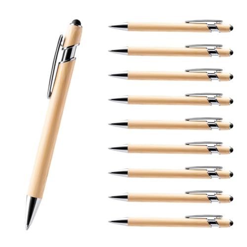 WPRO Bambus Kugelschreiber mit Touchpen 10er Set Art – Nachhaltig, austauschbare Mine, Druckmechanismus – Werbegeschenk für Büro, Schule, Alltag - Bamboo WPRO Bambus Kugelschreiber mit Touchpen 10er Set Art – Nachhaltig, austauschbare Mine, Druckmechanismus – Werbegeschenk für Büro, Schule, Alltag - Bamboo von WPRO