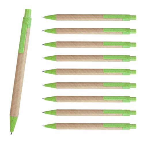WPRO Kugelschreiber Tom aus Recycling-Papier & Weizenstroh grün 50er-Set | nachhaltiger Stift einziehbar mit Clip | blaue austauschbare Mine WPRO Kugelschreiber Tom aus Recycling-Papier & Weizenstroh grün 50er-Set | nachhaltiger Stift einziehbar mit Clip | blaue austauschbare Mine von WPRO