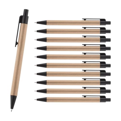 WPRO Kugelschreiber Tom aus Recycling-Papier & Weizenstroh schwarz 50er-Set | nachhaltiger Stift einziehbar mit Clip | blaue austauschbare Mine WPRO Kugelschreiber Tom aus Recycling-Papier & Weizenstroh schwarz 50er-Set | nachhaltiger Stift einziehbar mit Clip | blaue austauschbare Mine von WPRO