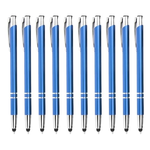WPRO Stylosa - 10-er Set - Eingabe-Stift & Kugelschreiber 2in1 - Tablet & Smartphone dünne Touch-Screen Stylus-Pen Spitze Touchpen - blau - von WPRO