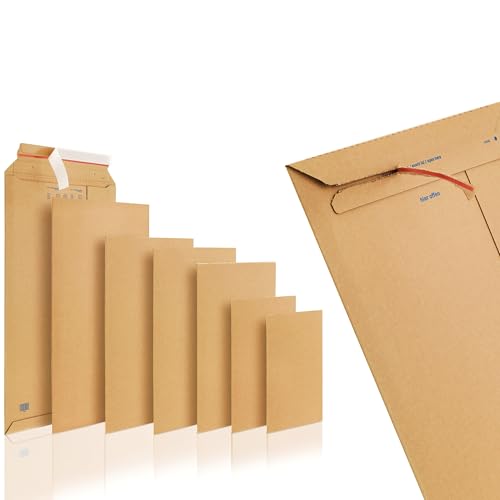 WPTrading - 10 Stück Wellpappe Versandtaschen DIN A4 250 x 353 mm (SW40) selbstklebend in Braun - Pappe Versandtasche aus Karton für Büchersendung reißfest - Warensendung Versand Verpackung für Bücher von WPTrading