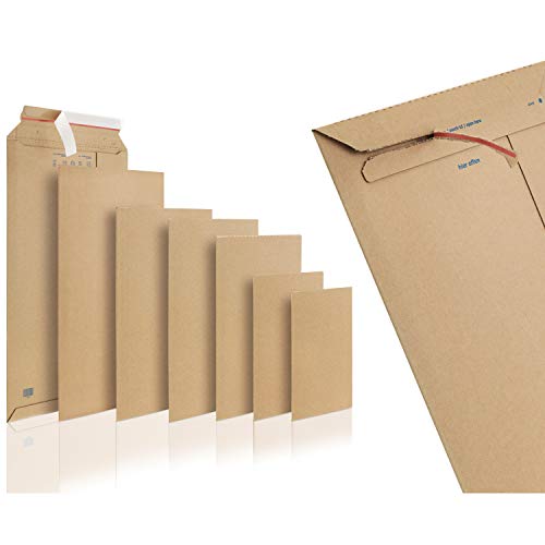 WPTrading - 100 Stück Wellpappe Versandtaschen DIN A4 250 x 353 mm (SW40) selbstklebend Braun - Pappe Versandtasche aus Karton für Büchersendung reißfest - Warensendung Versand Verpackung für Bücher von WPTrading