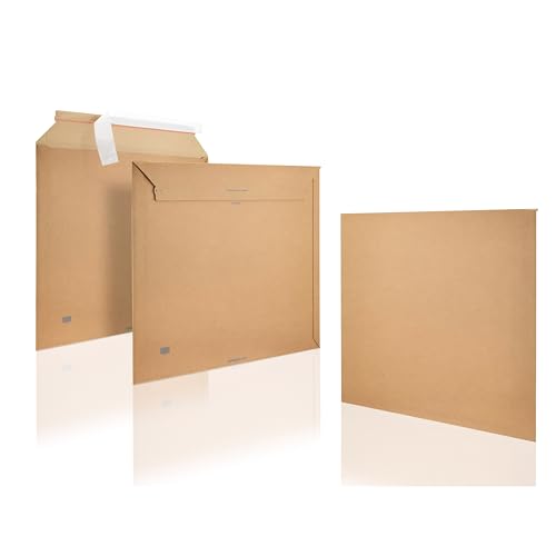 WPTrading - 25 Stück Wellpappe Kalenderverpackung DIN B2 740 x 530 mm (SW995) selbstklebend Braun - Pappe Versandtaschen aus Karton für Kalender - Bilderkarton Versand Verpackung für Bilderrahmen von WPTrading
