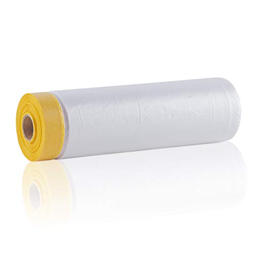 WPTrading - 3 Rollen Goldband-Masker 550mm x 33m mit Abklebeband für Innen & Außenbereich UV-beständig - Profi Maler-Krepp Abdeckfolie (10my Folie) mit Klebeband stark - Abdeckplane für Malerarbeiten von WPTrading