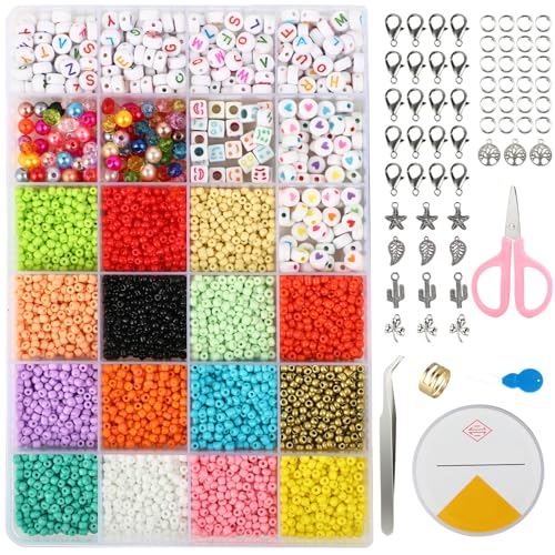 WQDD STANPET 4500+ Bunte Perlen zum Auffädeln Set – 200 Buchstabenperlen, 3mm DIY Perlen für Armbänder, Halsketten & Bastelgeschenke (Ideal für Kinder, Freundschaftsbänder) von WQDD STANPET