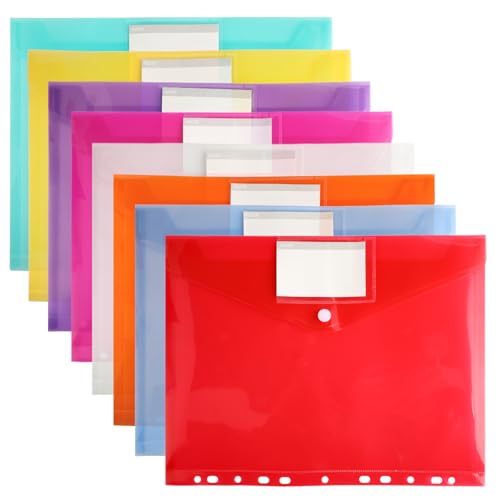 WQDD STANPET Dokumententasche A4 – 8 Stück Dokumentenmappe A4 in 8 Farben, Wasserdichte Sichttaschen mit 11 Lochrand, Klettverschluss & Etikettentasche, Dokumente Ordnen für Schule, Büro & Zuhause WQDD STANPET Dokumententasche A4 – 8 Stück Dokumentenmappe A4 in 8 Farben, Wasserdichte Sichttaschen mit 11 Lochrand, Klettverschluss & Etikettentasche, Dokumente Ordnen für Schule, Büro & Zuhause von WQDD STANPET