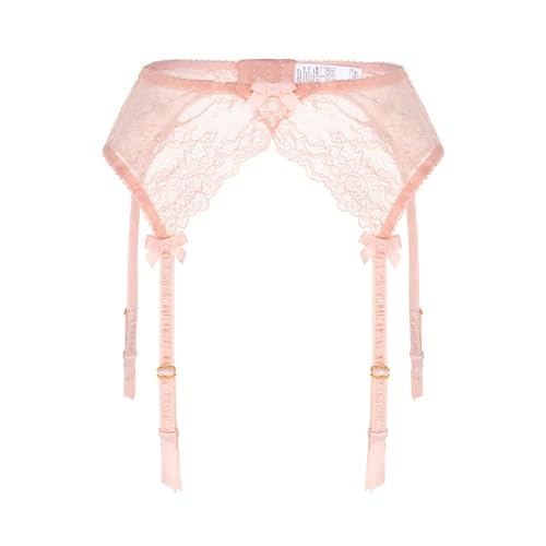 WQKRBMGU Strumpfhalter aus Spitze für Oberschenkel, Hochzeitsunterwäsche für Frauen, sexy Unterwäsche aus Netzstoff, Rock-Höschen (Pink, L) von WQKRBMGU