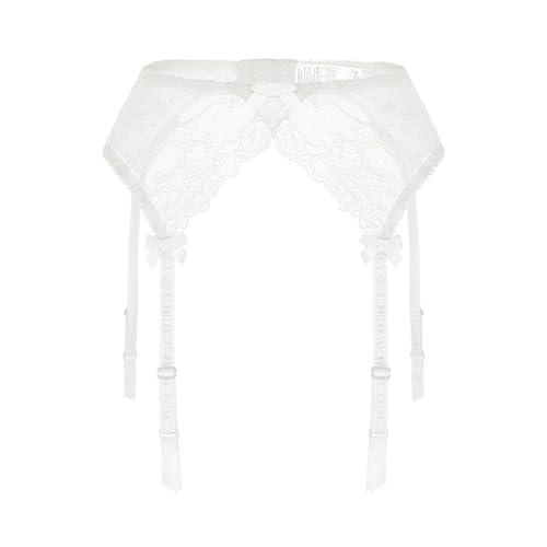 WQKRBMGU Strumpfhalter aus Spitze für Oberschenkel, Hochzeitswäsche für Frauen, sexy Unterwäsche aus Netzstoff, Rock mit Höschen (Weiß, M) von WQKRBMGU