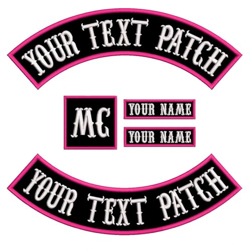 5 Stück personalisierte Motorrad-Rocker-Patches, bestickter Biker-Rocker-Namenspatch, Rider Club Patch Motorrad-Patches für Weste, Jacken, Jeansjacke zum Aufbügeln von WQNMY