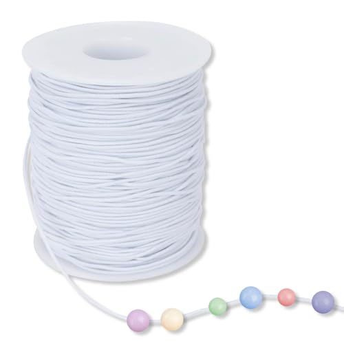 100m Gummiband für Armbänder,1mm Elastisches Band für Armbänder,Armband Gummiband Elastisch,Gummibänder für Armbänder,Armband Schnur für DIY Handwerk Perlen Knoten Schmuckherstellung Halsketten (Weiß) von WQNNQW
