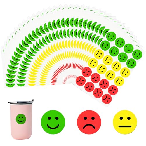 1200 Stück Smiley-Aufkleber, 2,5 cm, rund, Smiley, Kinder, selbstklebend, für Aufgaben, Lehrer, Schulen, Belohnungstafel, Verhalten, Kalender – Rot, Gelb, Grün 1200 Stück Smiley-Aufkleber, 2,5 cm, rund, Smiley, Kinder, selbstklebend, für Aufgaben, Lehrer, Schulen, Belohnungstafel, Verhalten, Kalender – Rot, Gelb, Grün von WQNNQW