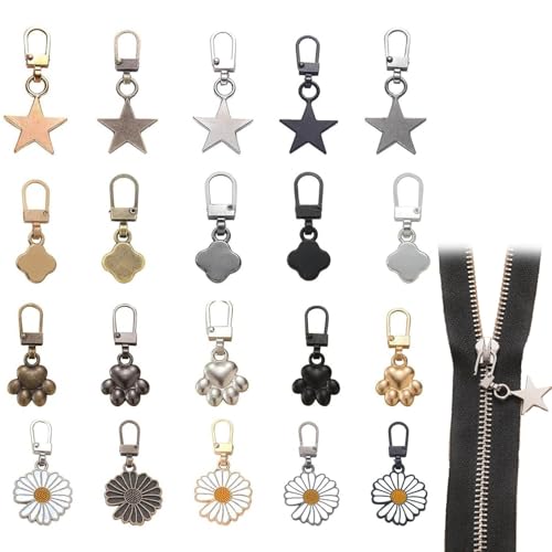 20 PCS Reißverschluss Zipper,Reisverschluss-Zipper Ersatz,Zipper für Reißverschluss,ReißverschlussAnhänger Set für Jacken Stiefel Koffer Rucksäcke - 5 Farben von WQNNQW