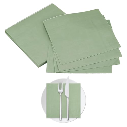60 Stück Servietten Salbeigrün, 2-Lagige Servietten Grün,ServiettenEukalyptus Grün für Hochzeit Party Geburtstag Abendessen (25 x 25 cm) von WQNNQW